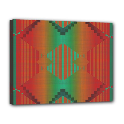 Striped Tribal Pattern Canvas 14  X 11  (stretched) by LalyLauraFLM