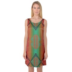 Striped Tribal Pattern Sleeveless Satin Nightdress