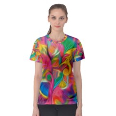 Colorful Floral Abstract Painting Women s Sport Mesh Tee