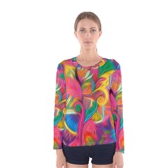 Colorful Floral Abstract Painting Women s Long Sleeve T-shirt