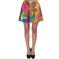 Colorful Floral Abstract Painting Skater Skirt