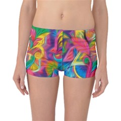 Colorful Floral Abstract Painting Boyleg Bikini Bottoms