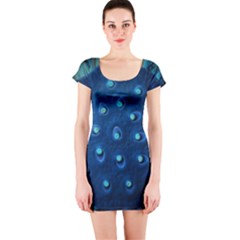 Blue Plant Short Sleeve Bodycon Dresses