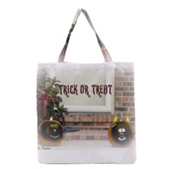 Black Ghoulish Pumpkins In White Matte Grocery Tote Bags