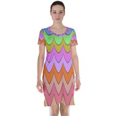 Pastel Waves Pattern Short Sleeve Nightdress