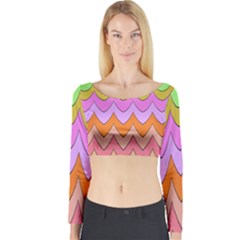 Pastel Waves Pattern Long Sleeve Crop Top