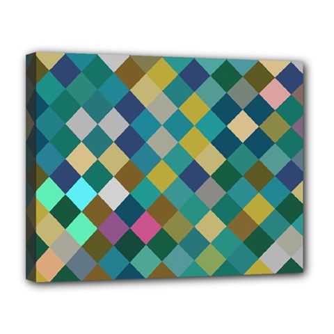 Rhombus Pattern In Retro Colors Canvas 14  X 11  (stretched)