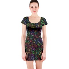 Colorful Transparent Shapes Short Sleeve Bodycon Dress