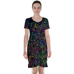 Colorful Transparent Shapes Short Sleeve Nightdress