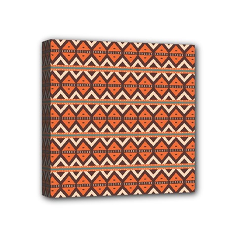 Brown Orange Rhombus Pattern Mini Canvas 4  X 4  (stretched)