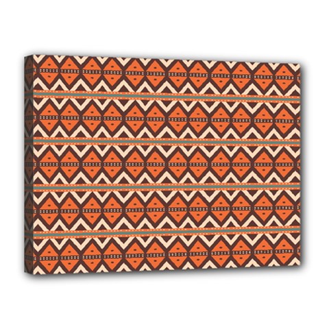 Brown Orange Rhombus Pattern Canvas 16  X 12  (stretched)