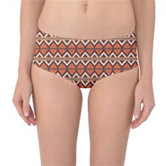 Brown Orange Rhombus Pattern Mid-waist Bikini Bottoms