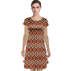 Brown Orange Rhombus Pattern Cap Sleeve Nightdress