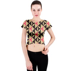 Shapes In Triangles Pattern Crew Neck Crop Top by LalyLauraFLM