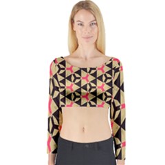 Shapes In Triangles Pattern Long Sleeve Crop Top