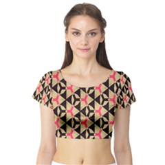 Shapes In Triangles Pattern Short Sleeve Crop Top