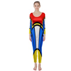 Colorful Distorted Shapes  Long Sleeve Catsuit