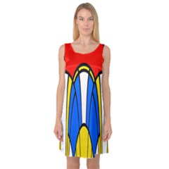 Colorful Distorted Shapes Sleeveless Satin Nightdress