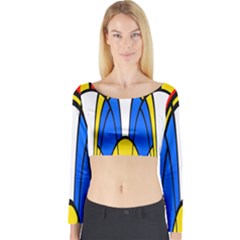 Colorful Distorted Shapes Long Sleeve Crop Top