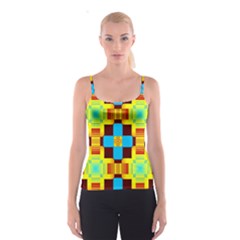 Abstract Yellow Flowers Spaghetti Strap Top