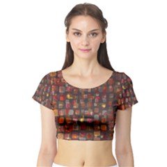 Floating Squares Short Sleeve Crop Top