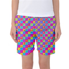 Crazy Yellow And Pink Pattern Women s Basketball Shorts