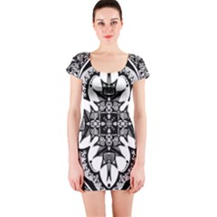 Doodle Cross  Short Sleeve Bodycon Dress