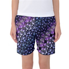 Dusk Blue And Purple Fractal Women s Basketball Shorts by KirstenStarFashion