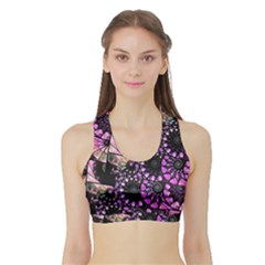 Hippy Fractal Spiral Stacks Women s Sports Bra With Border by KirstenStarFashion