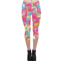 Hippy Peace Swirls Capri Leggings 