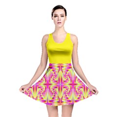 Pink And Yellow Rave Pattern Reversible Skater Dress