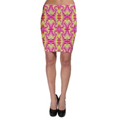 Pink And Yellow Rave Pattern Bodycon Skirts