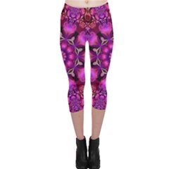 Pink Fractal Kaleidoscope  Capri Leggings 