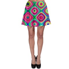 Psychedelic Checker Board Skater Skirts