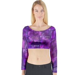 Purple Squares Long Sleeve Crop Top (tight Fit)