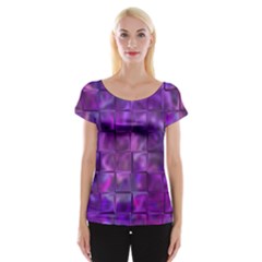 Purple Squares Women s Cap Sleeve Top