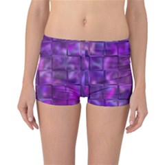 Purple Square Tiles Design Reversible Boyleg Bikini Bottoms