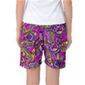 Purple Tribal Abstract Fish Women s Basketball Shorts View2