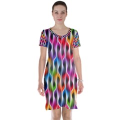 Rainbow Psychedelic Waves Short Sleeve Nightdress