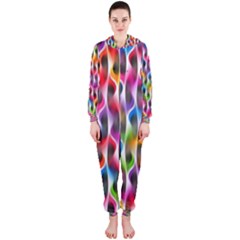 Rainbow Psychedelic Waves Hooded Jumpsuit (ladies)