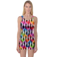 Rainbow Psychedelic Waves  Women s Boyleg One Piece Swimsuits