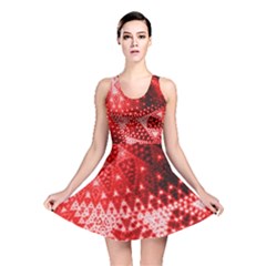 Red Fractal Lace Reversible Skater Dress