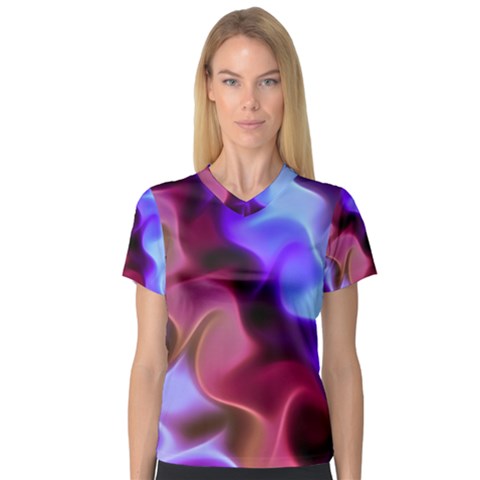 Rippling Satin Women s V-neck Sport Mesh Tee by KirstenStarFashion