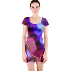 Rippling Satin Short Sleeve Bodycon Dress