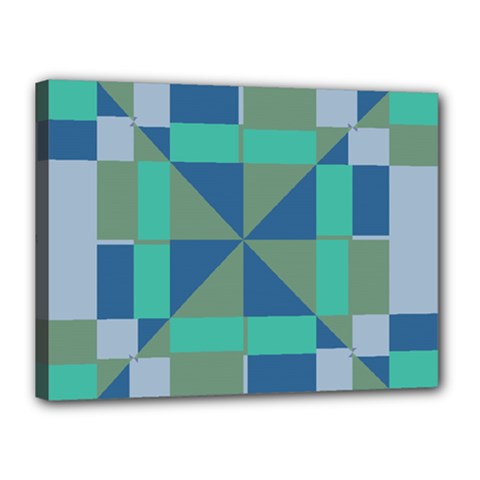 Green Blue Shapes Canvas 16  X 12  (stretched)