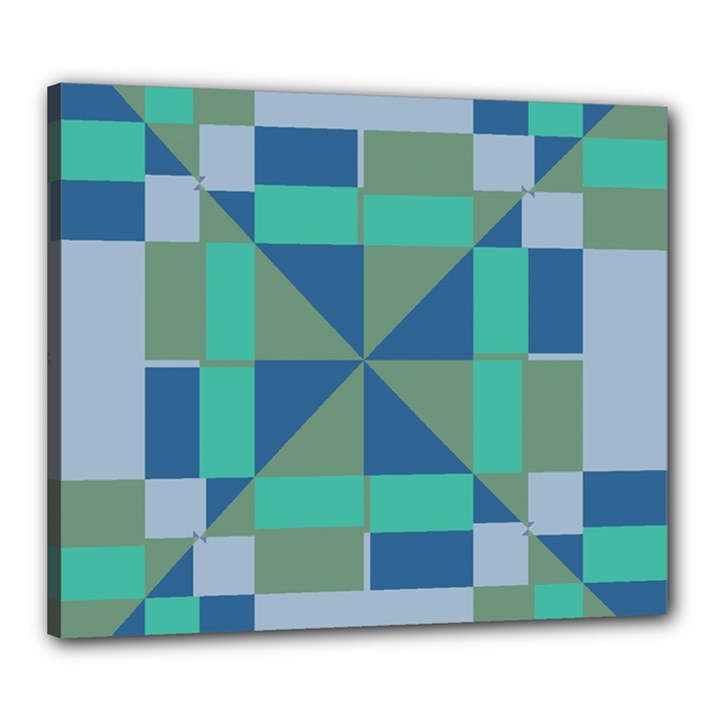 Green blue shapes Canvas 24  x 20  (Stretched)