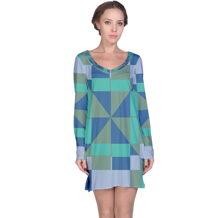 Green blue shapes nightdress