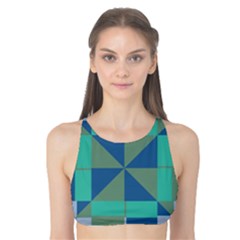 Green Blue Shapes Tank Bikini Top