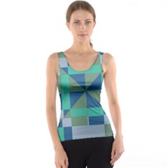 Green Blue Shapes Tank Top