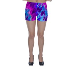 Stormy Pink Purple Teal Artwork Skinny Shorts